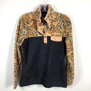 Simply Southern Black Camo 1/4 Snap Women's Size Small Fleece Pullover Pockets